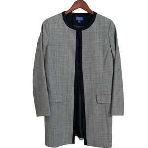 Vintage Pendleton Women's Black Gray Plaid‎ Long Blazer Virgin Wool Secretary 8P